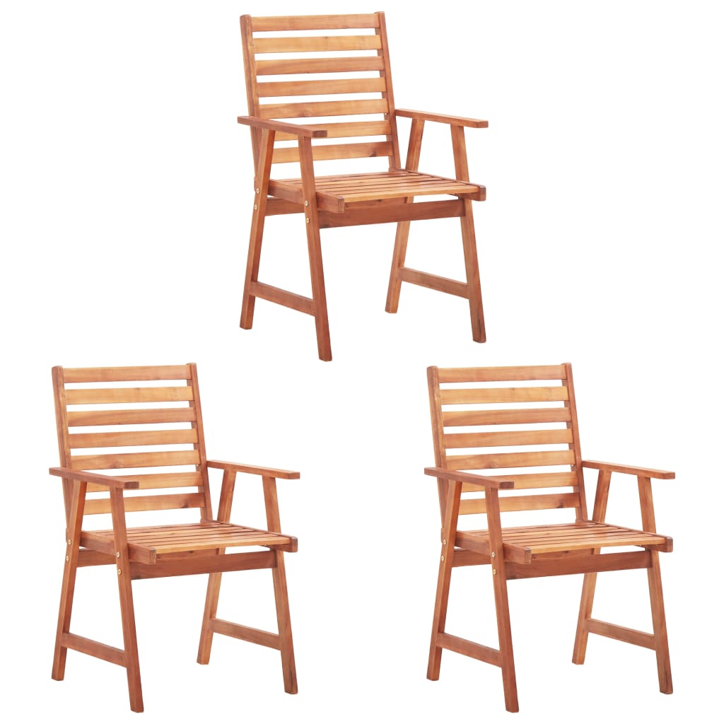 vidaXL Градински трапезни столове, 3 бр, акация масив