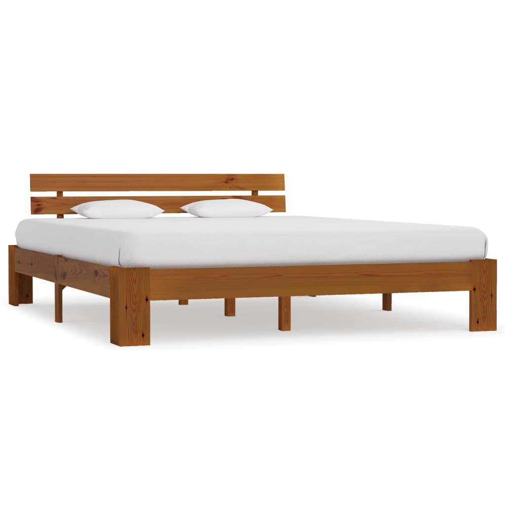 vidaXL Рамка за легло, меденокафява, бор масив, 160x200 см