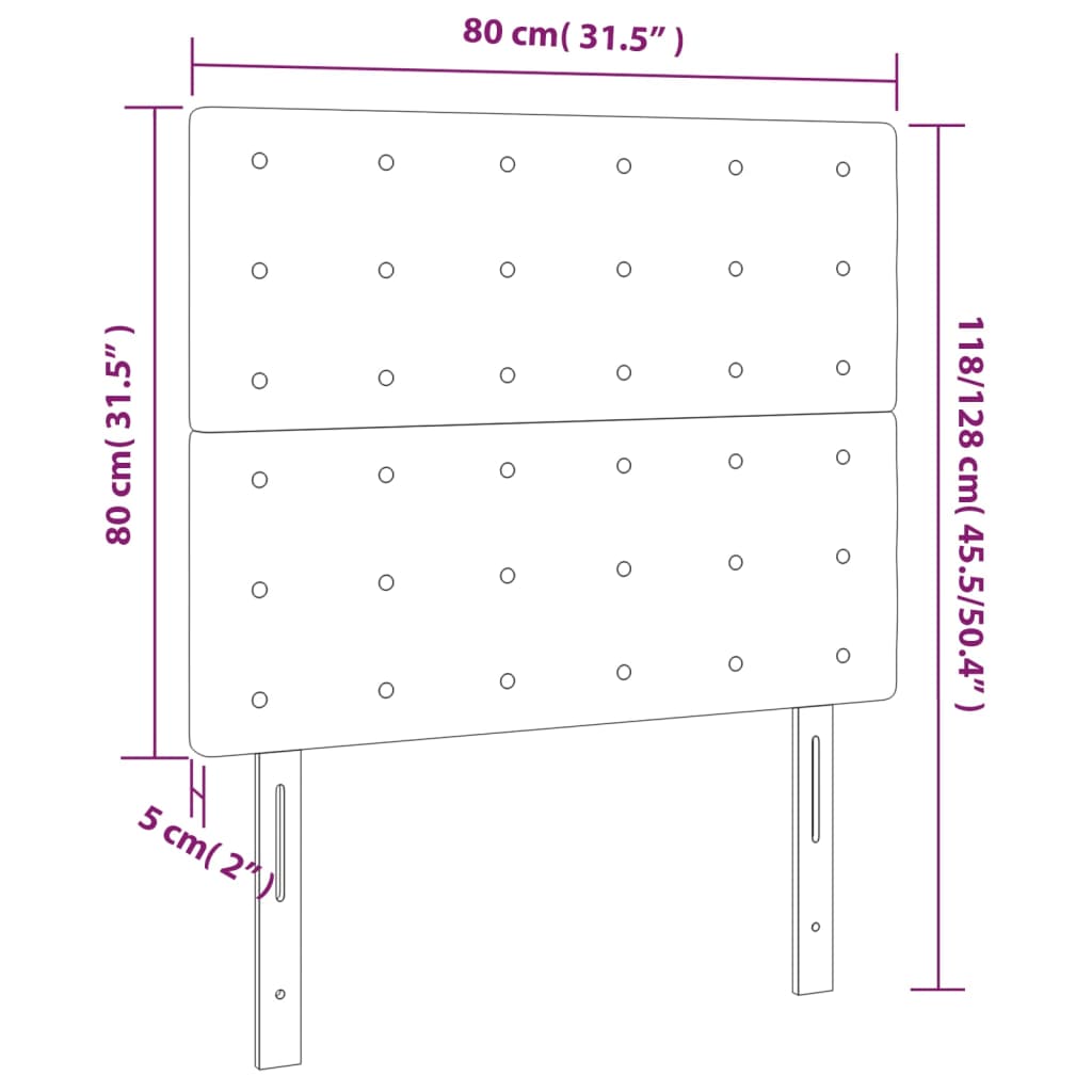 vidaXL Горни табли за легло, 2 бр, тъмнокафяви, 80x5x78/88 см, плат