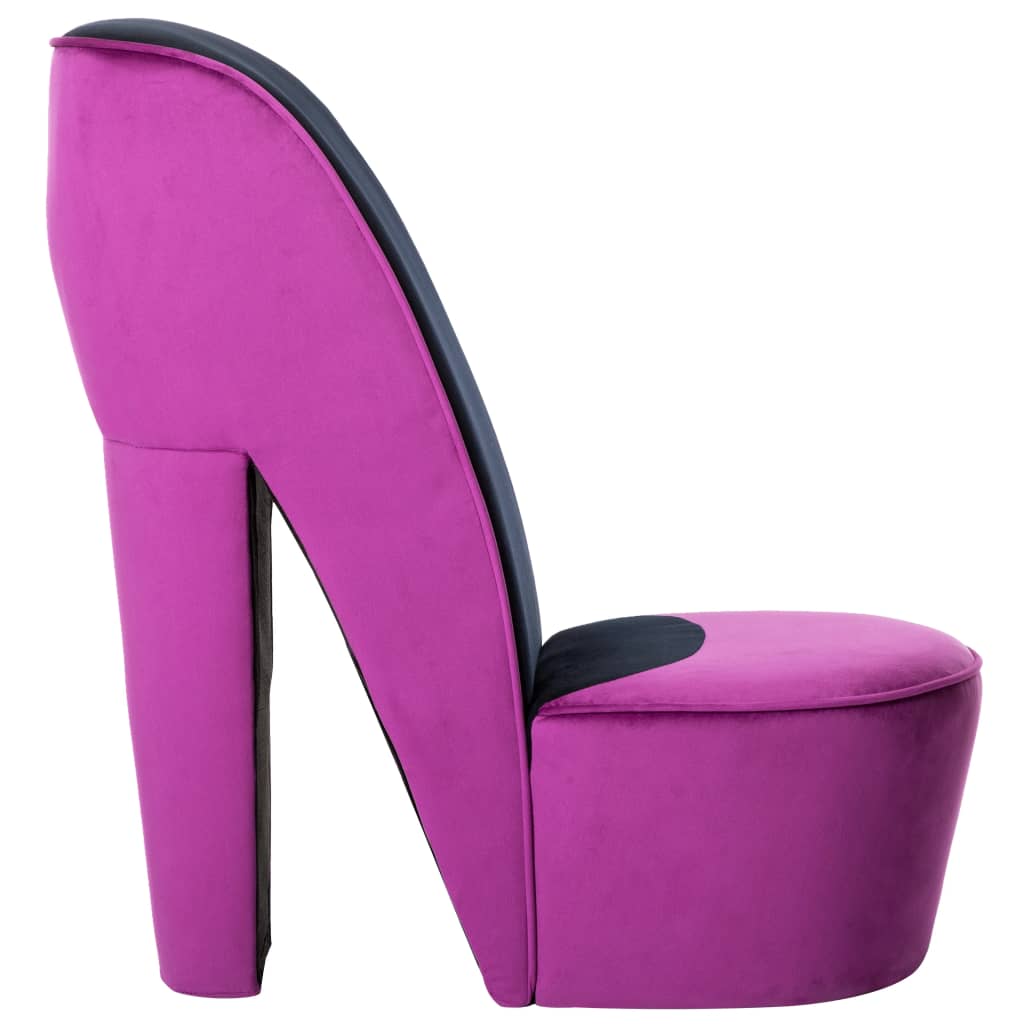 vidaXL Стол във форма на обувка на висок ток, лилав, кадифе