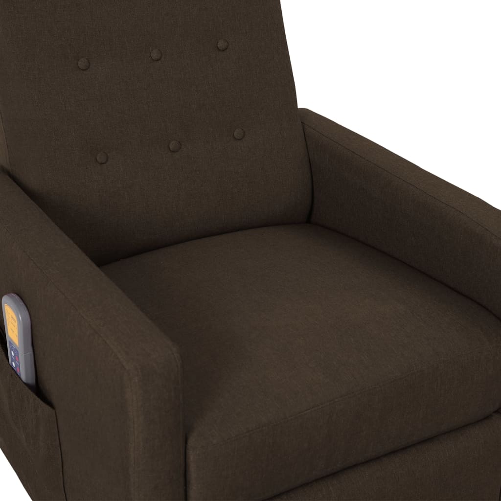 vidaXL Изправящ масажен стол, тъмнокафяв, текстил