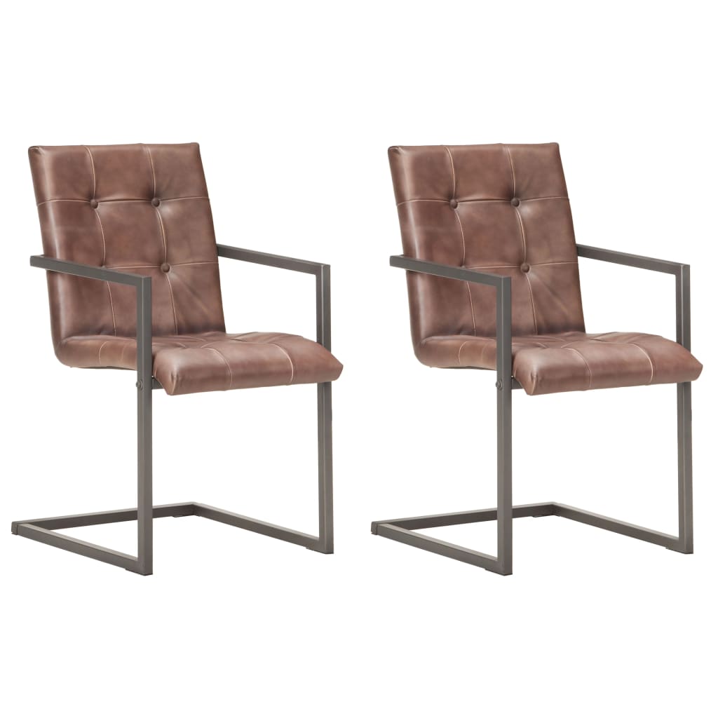 vidaXL Конзолни трапезни столове 2 бр изтъркано кафяво естествена кожа