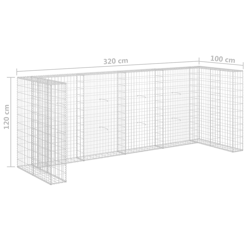 vidaXL Габионна стена за контейнери поцинкована стомана 320x100x120 см