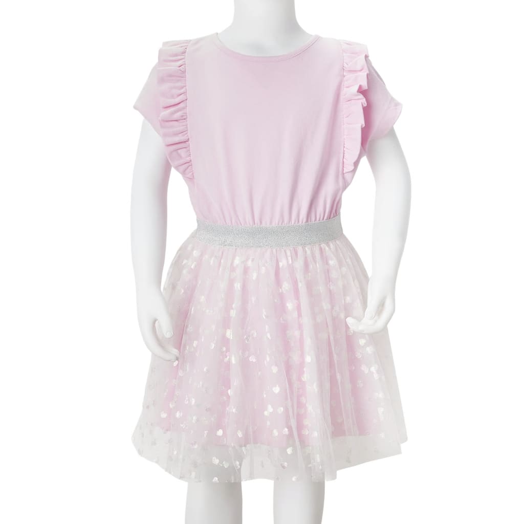 Детска рокля с волани, светлорозова, 92