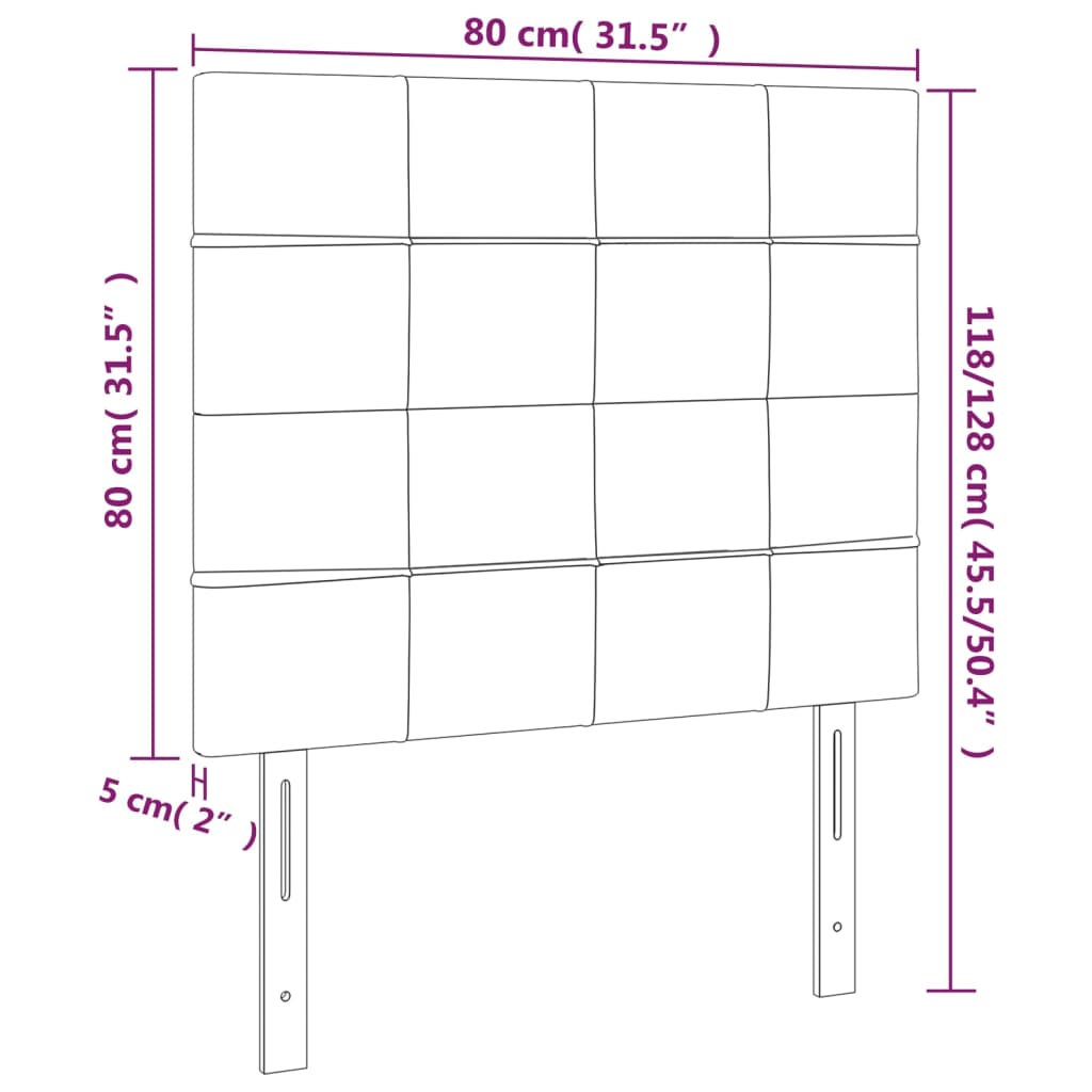 vidaXL Горни табли за легло, 2 бр, светлосиви, 80x5x78/88 см кадифе