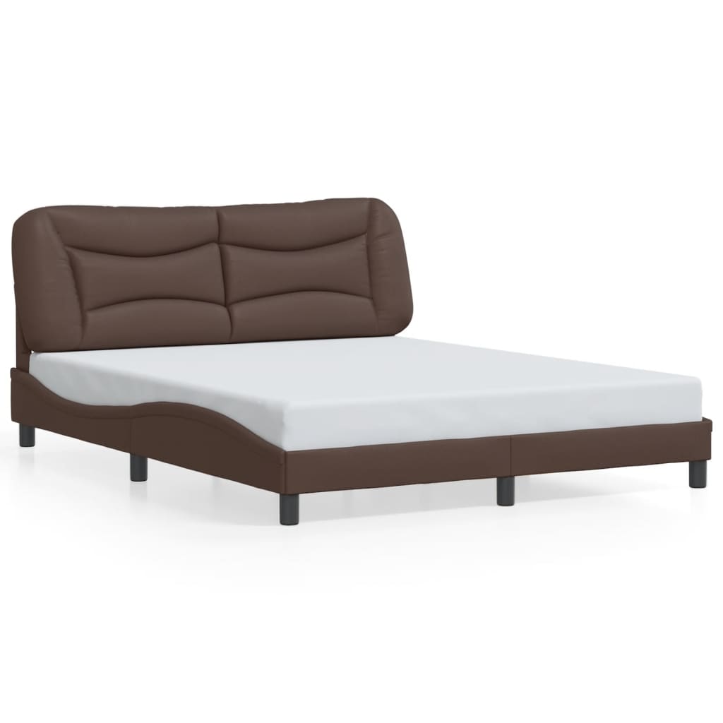 vidaXL Рамка за легло с табла, кафява, 160x200 см, изкуствена кожа