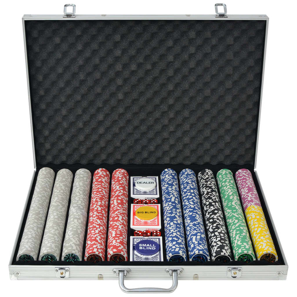 vidaXL Покер комплект с 1000 лазерни чипа, алуминий