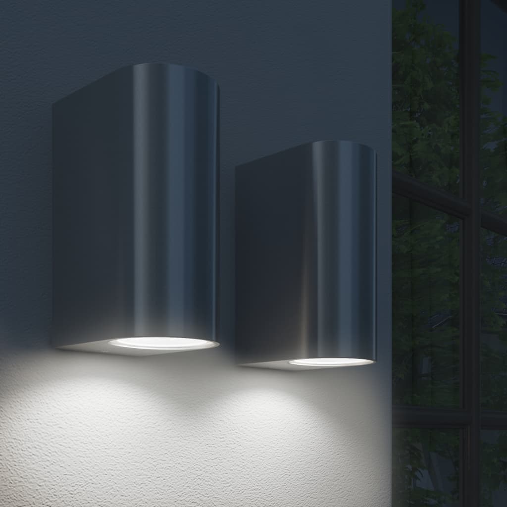 vidaXL Градински лампи за стена, с горно и долно осветление, 2 броя