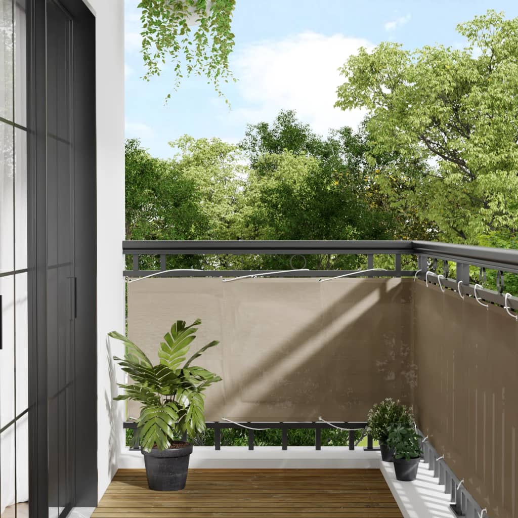 vidaXL Балконски параван таупе 75x1000 см 100% полиестер оксфорд