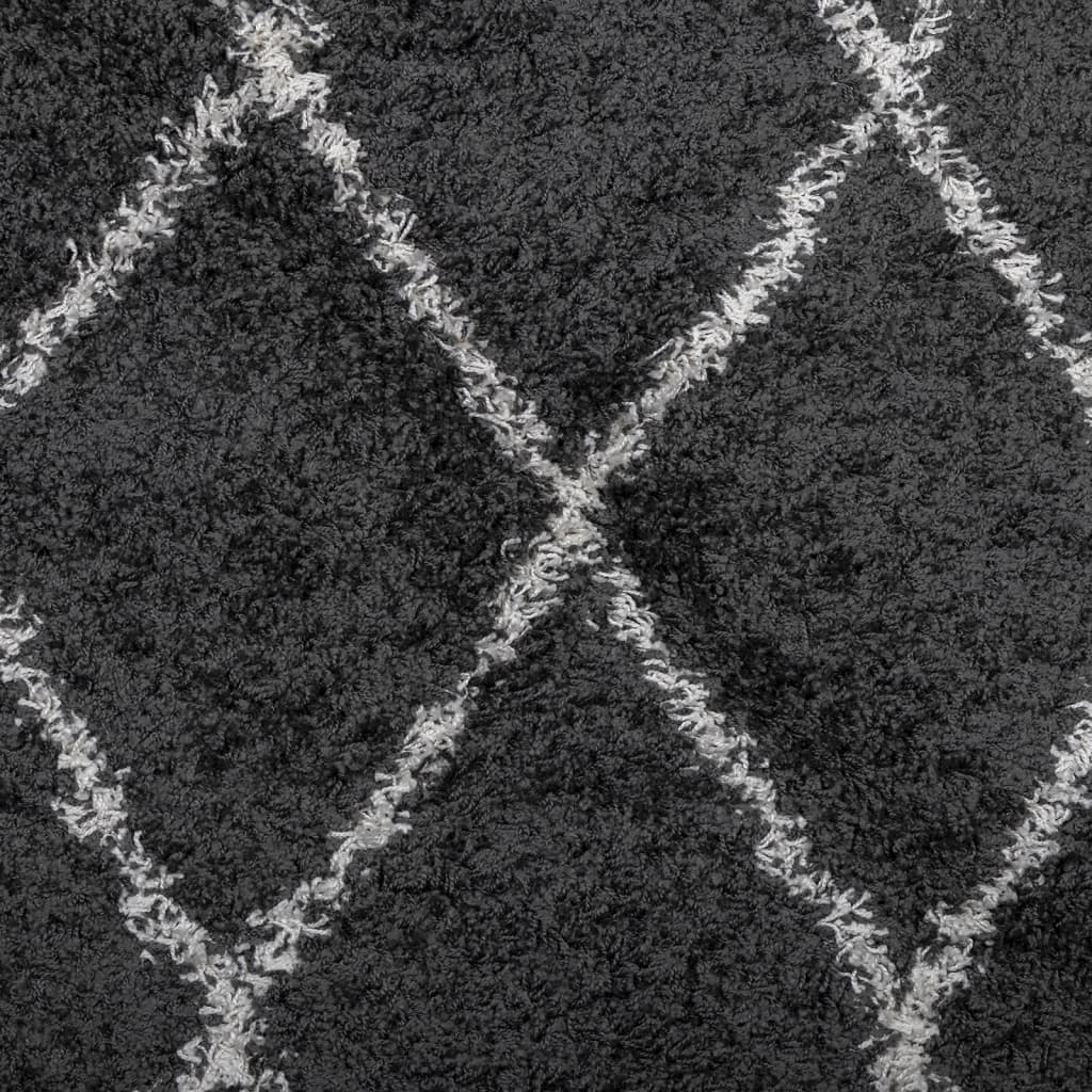 vidaXL Шаги килим с дълъг косъм "PAMPLONA", черно-кремав, 60x110 см