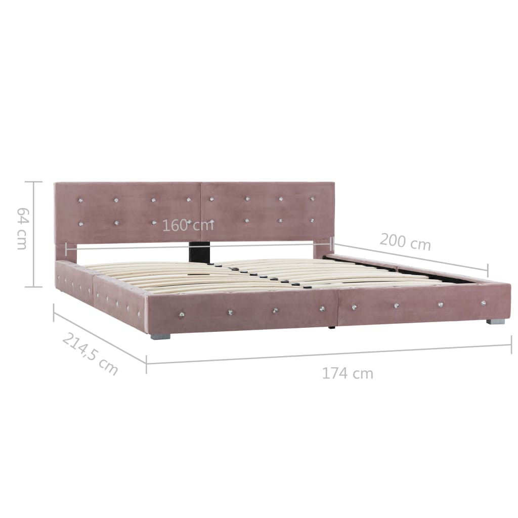 vidaXL Легло с матрак, розово, кадифе, 160x200 cм