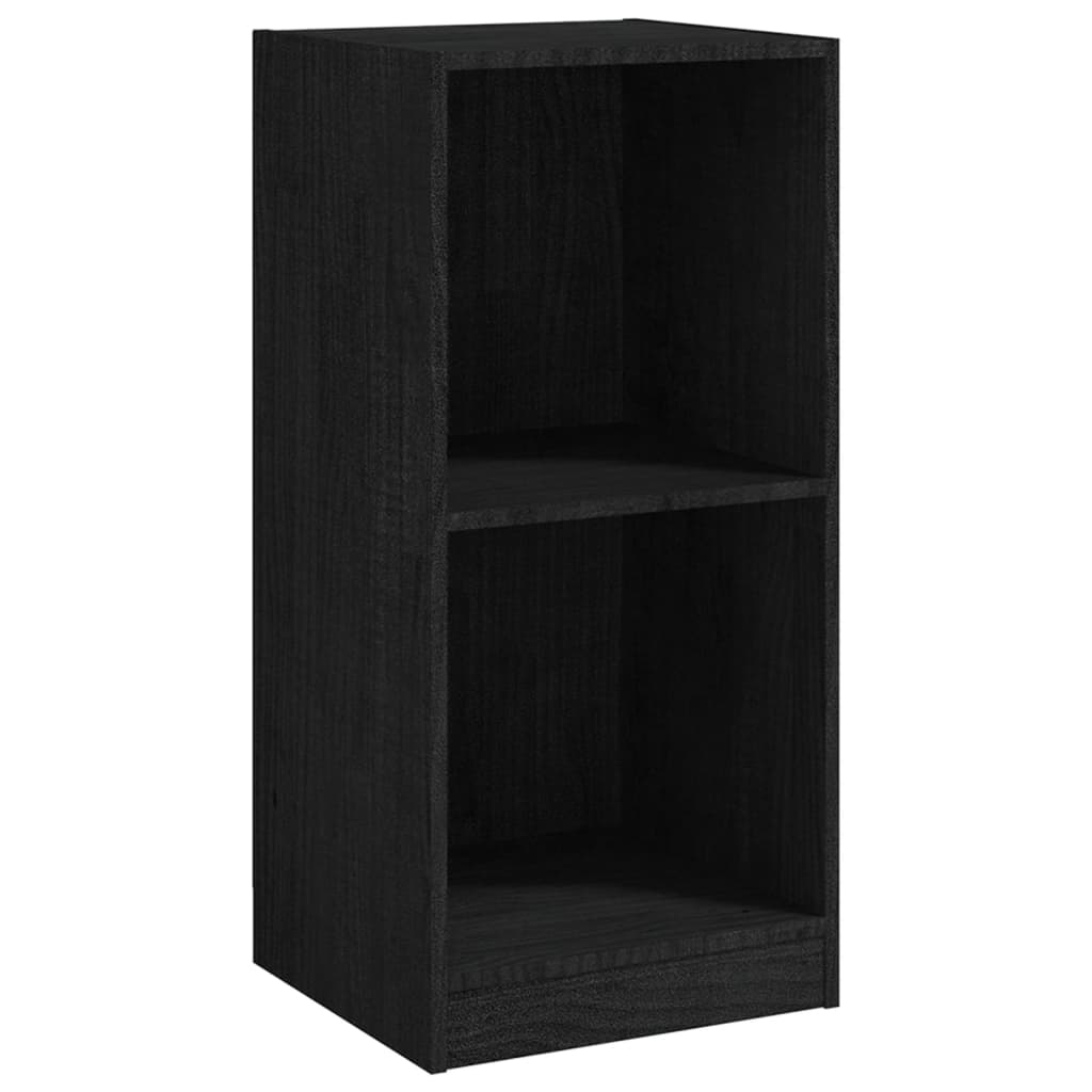 vidaXL Страничен шкаф, черен, 35,5x33,5x76 см, борово дърво масив