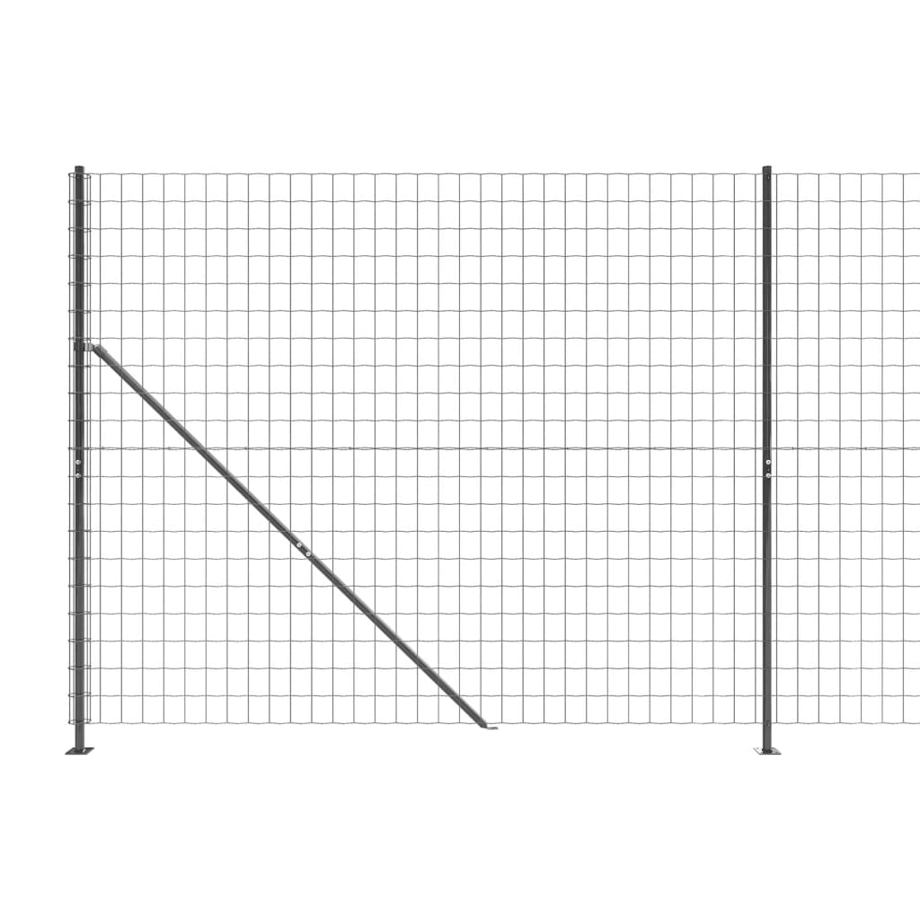 vidaXL Плетена оградна мрежа с фланец, антрацит, 2x25 м