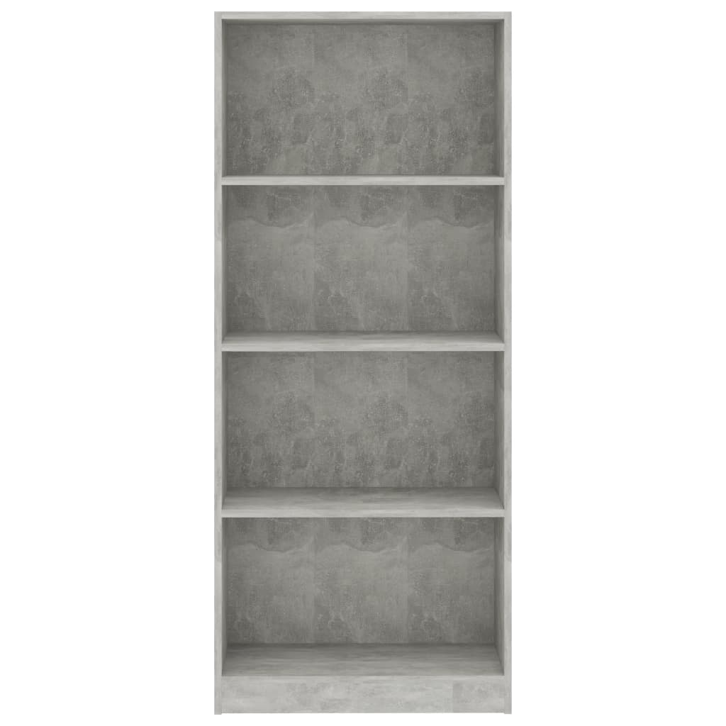vidaXL 4-етажна библиотека, бетонно сива, 60x24x142 см, ПДЧ