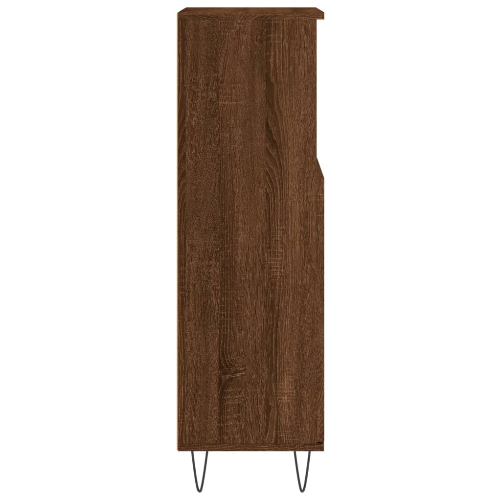 vidaXL Шкаф за баня, кафяв дъб, 30x30x100 см, инженерно дърво