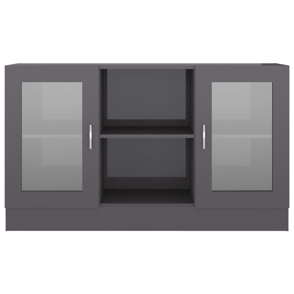 vidaXL Шкаф витрина, сив гланц, 120x30,5x70 см, ПДЧ