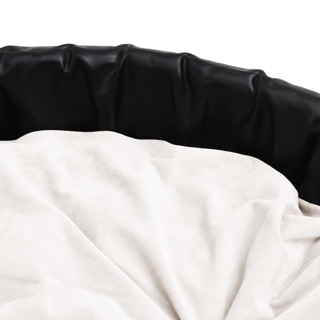 vidaXL Кучешко легло черно и бежово 90x79x20 см плюш и изкуствена кожа