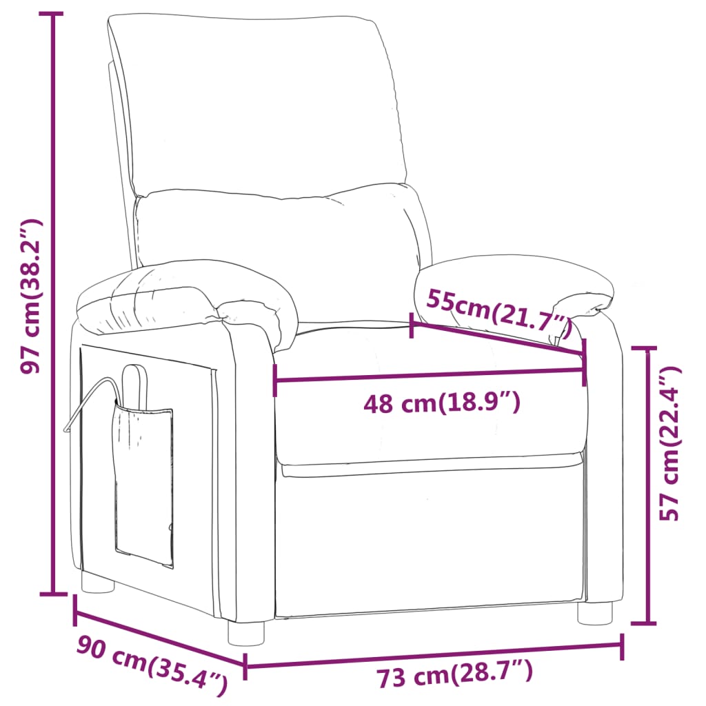 vidaXL Електрически наклоняем стол, кафяв, текстил