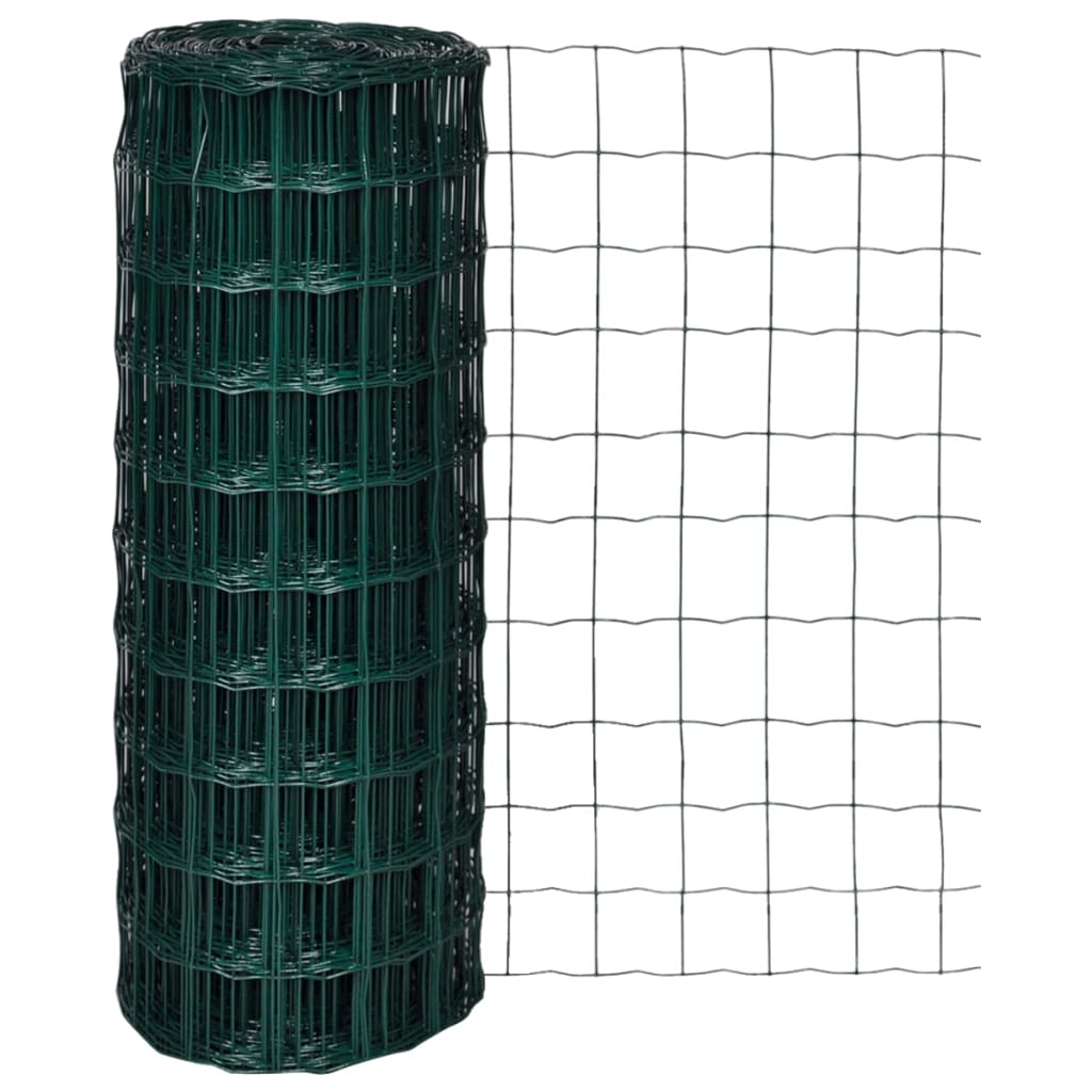 vidaXL Оградна мрежа, стомана, 10 x 1 м, зелена