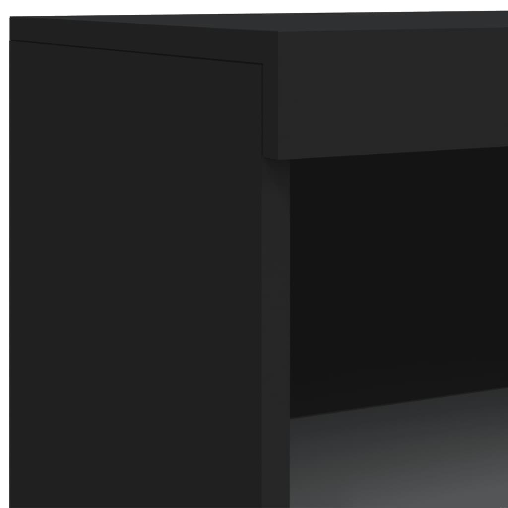 vidaXL Сайдборд с LED светлини, черен, 60,5x37x100 см