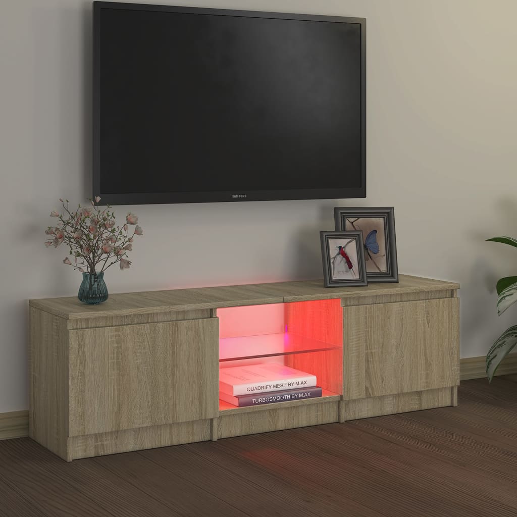 vidaXL ТВ шкаф с LED осветление, дъб сонома, 120x30x35,5 см