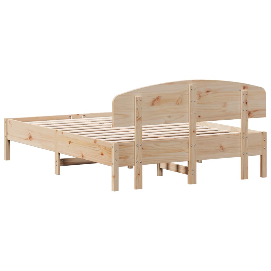 vidaXL Рамка за легло с табла, 120x190 см, борово дърво масив