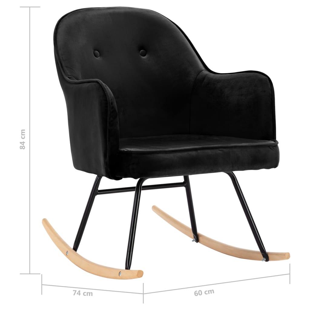 vidaXL Люлеещ стол, черен, кадифе