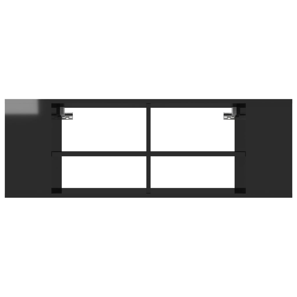 vidaXL ТВ шкаф за стенен монтаж, черен гланц, 102x35x35 см, ПДЧ
