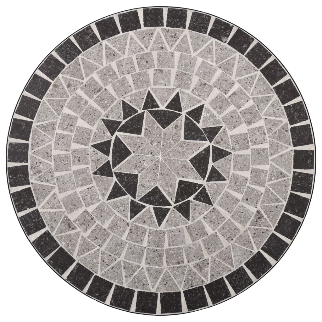 vidaXL Мозаечна бистро маса, сива, 61 см, керамика