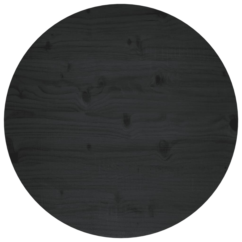 vidaXL Плот за маса, черен, Ø60x2,5 см, бор масив