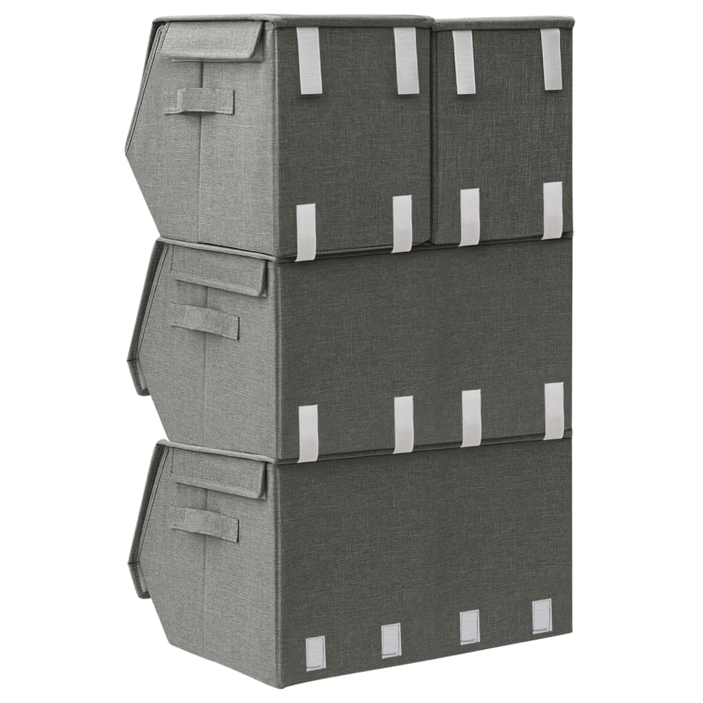 vidaXL Комплект стифиращи кутии за съхранение от 4 части плат антрацит