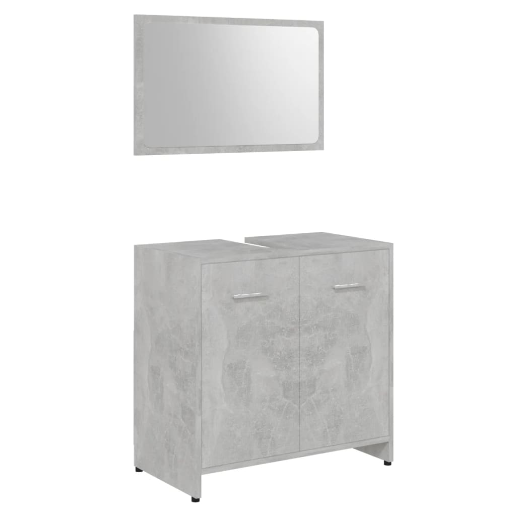 vidaXL Комплект мебели за баня, бетонно сиви, инженерно дърво