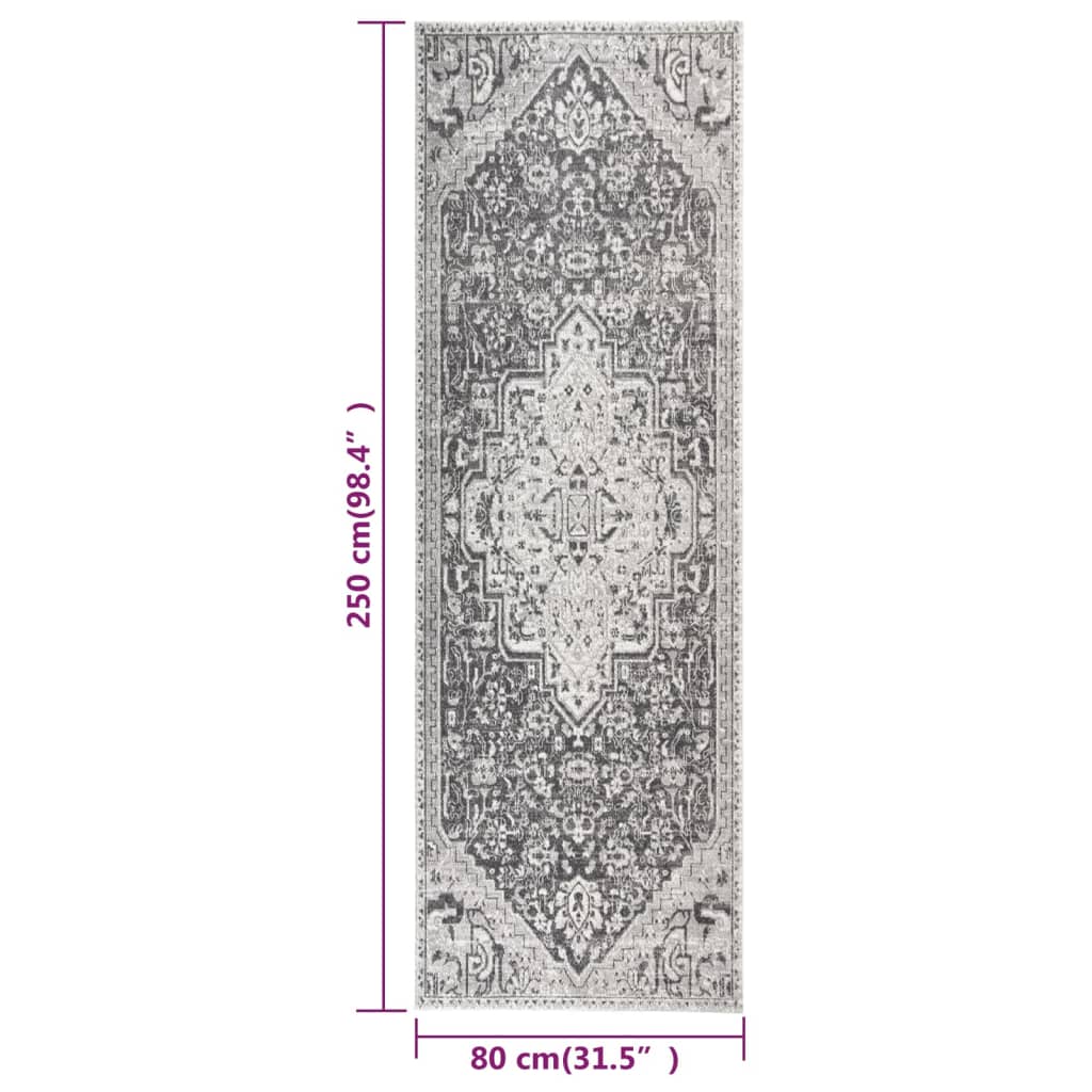 vidaXL Външен килим, плоскотъкан, 80x250 см, светлосив