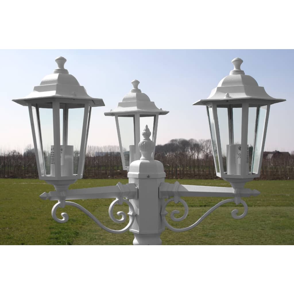 Градинска лампа "Kingston" тип колона с 3 фенера, 215 см, бяла