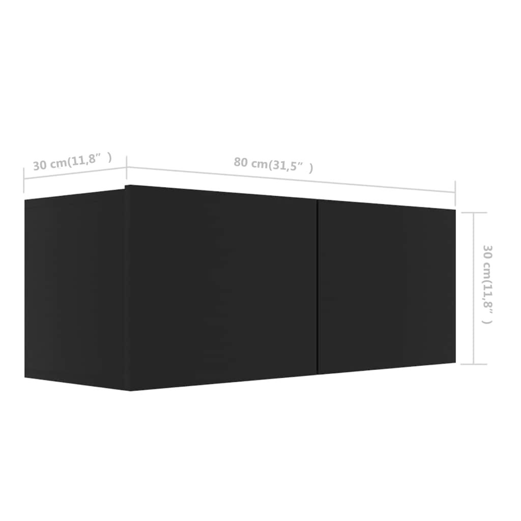 vidaXL Комплект ТВ шкафове от 7 части, черен, ПДЧ