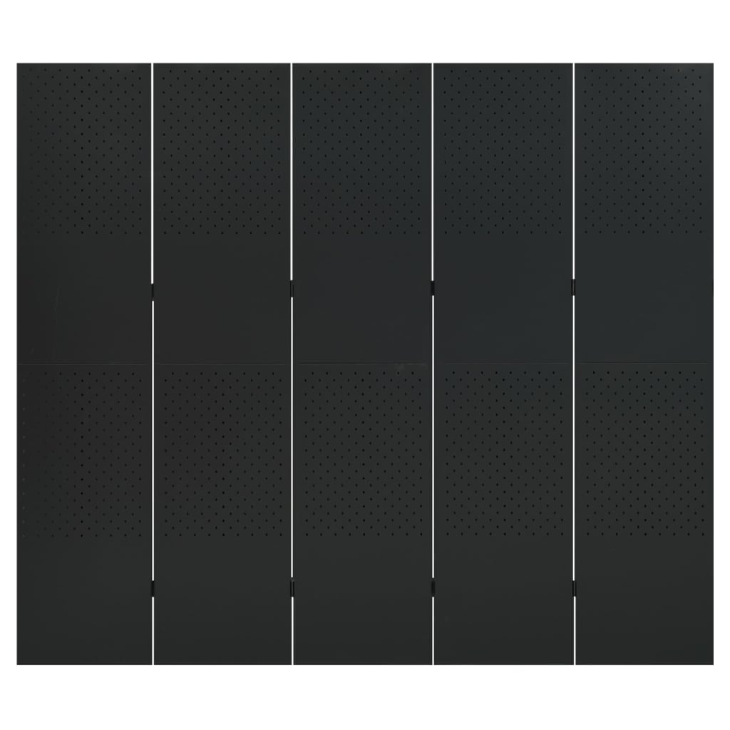 vidaXL 5-панелни паравани за стая, 2 бр, черни, 200x180 см, стомана