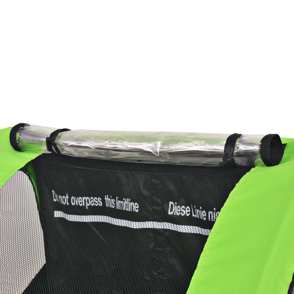 vidaXL Ремарке за велосипед, сиво и зелено, 30 кг