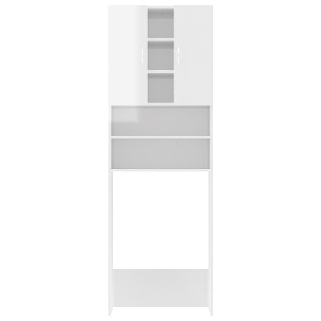 vidaXL Шкаф за пералня, бял гланц, 64x25,5x190 см