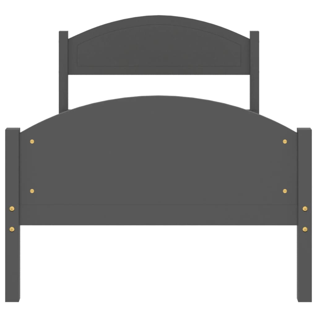 vidaXL Рамка за легло, тъмносива, бор масив, 90х200 см