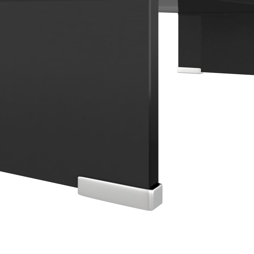 vidaXL Стойка за телевизор/монитор, стъкло, черна, 60x25x11 см