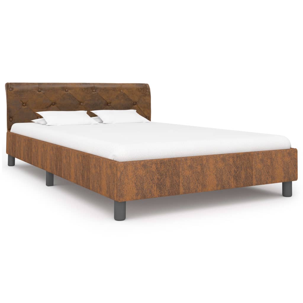 vidaXL Рамка за легло, кафява, изкуствен велур, 140x200 см