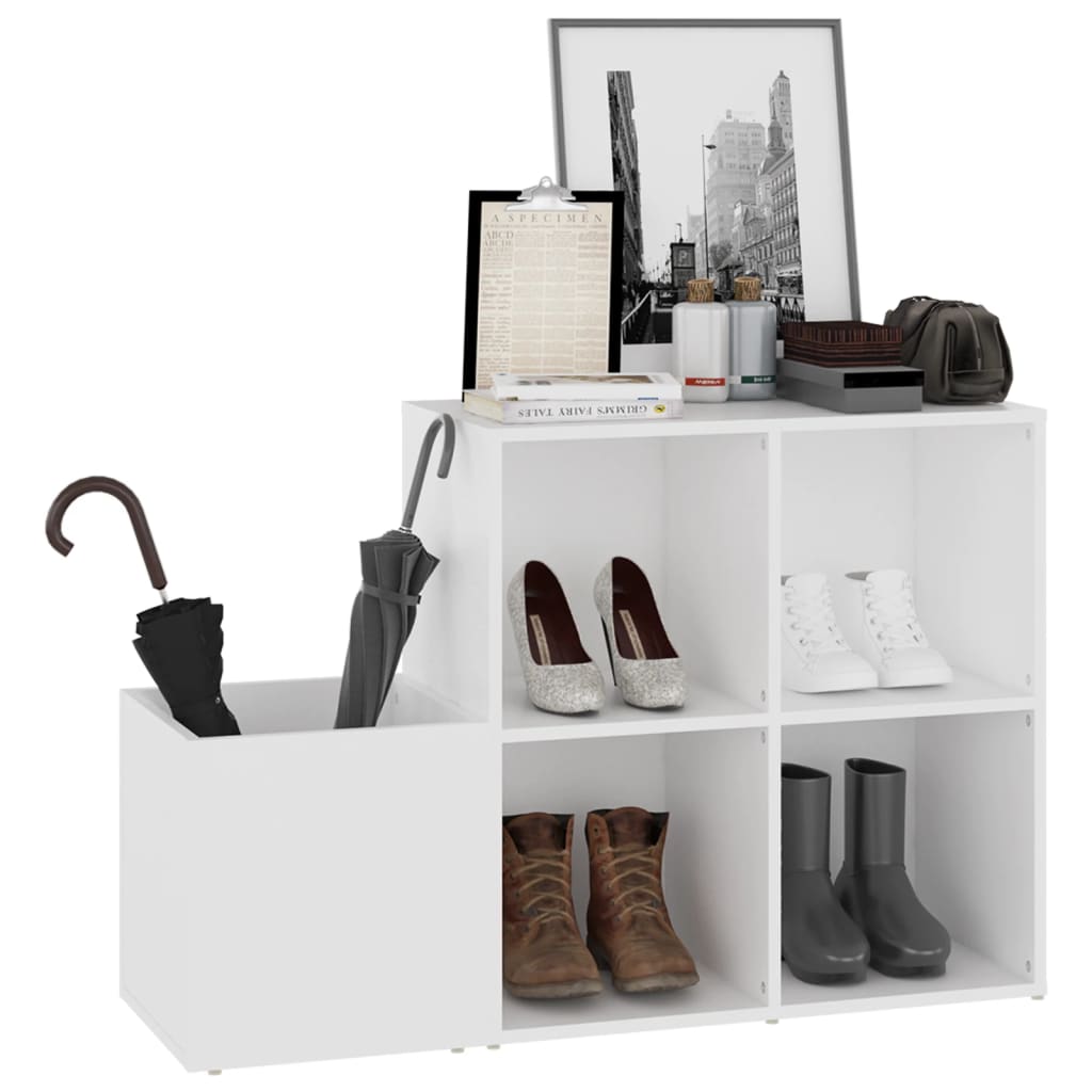 vidaXL Шкаф за обувки за антре, бял, 105x35,5x70 см, ПДЧ