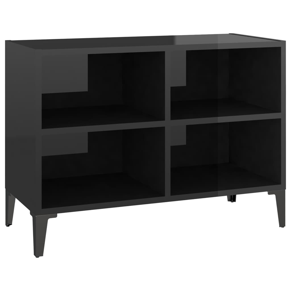 vidaXL ТВ шкаф с метални крака, черен шкаф, 69,5x30x50 см