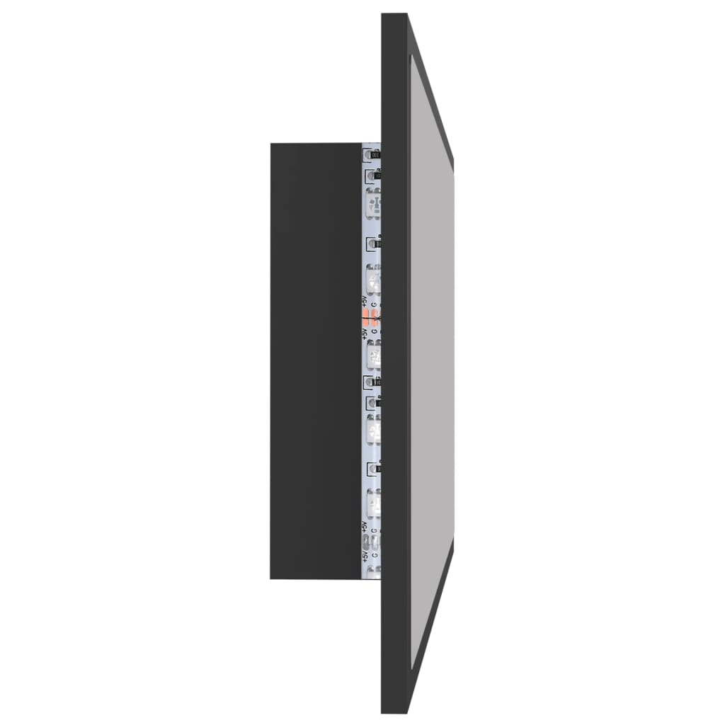 vidaXL LED огледало за баня, сиво, 80x8,5x37 см, акрил