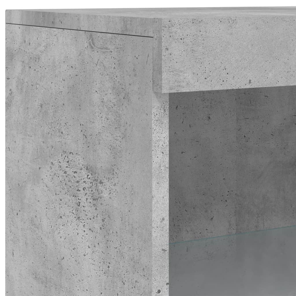 vidaXL Сайдборд с LED светлини, бетонно сив, 60,5x37x100 см