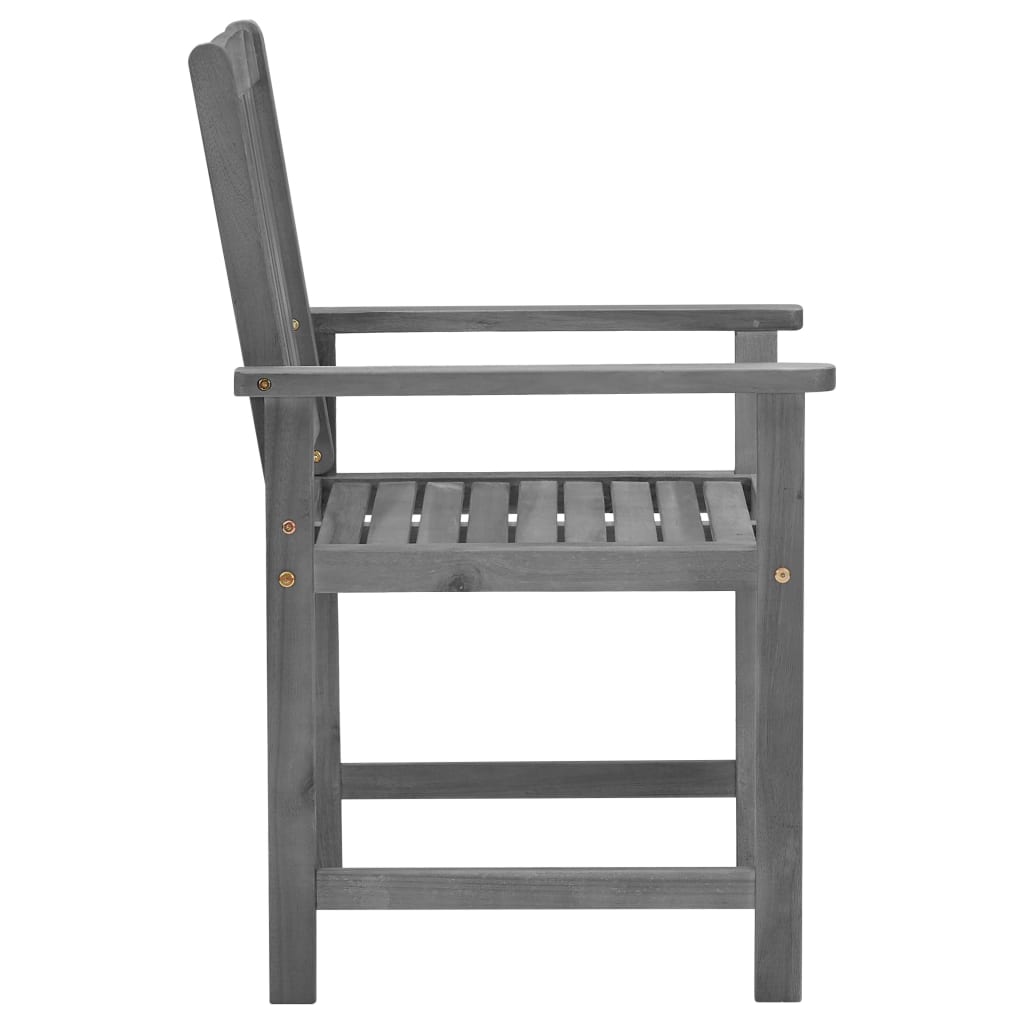 vidaXL Градински столове с възглавници, 2 бр, сиви, акация масив