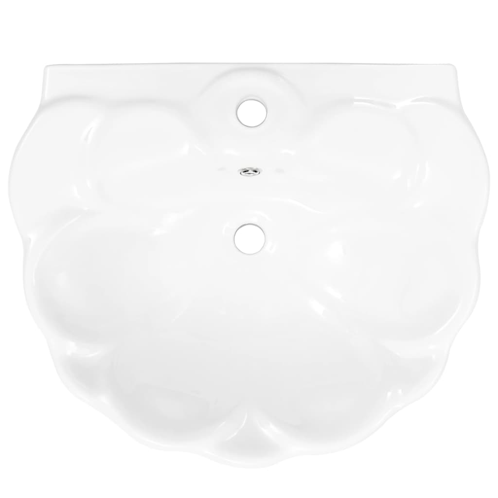 vidaXL Свободностояща мивка с пиедестал керамична бяла 580x510x200 мм