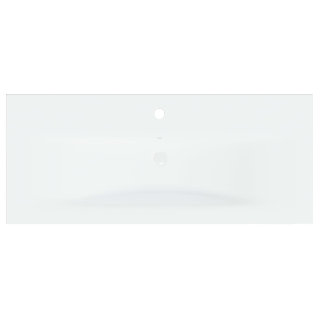 vidaXL Мивка за вграждане с кран, 91x39x18 см, керамична, бяла