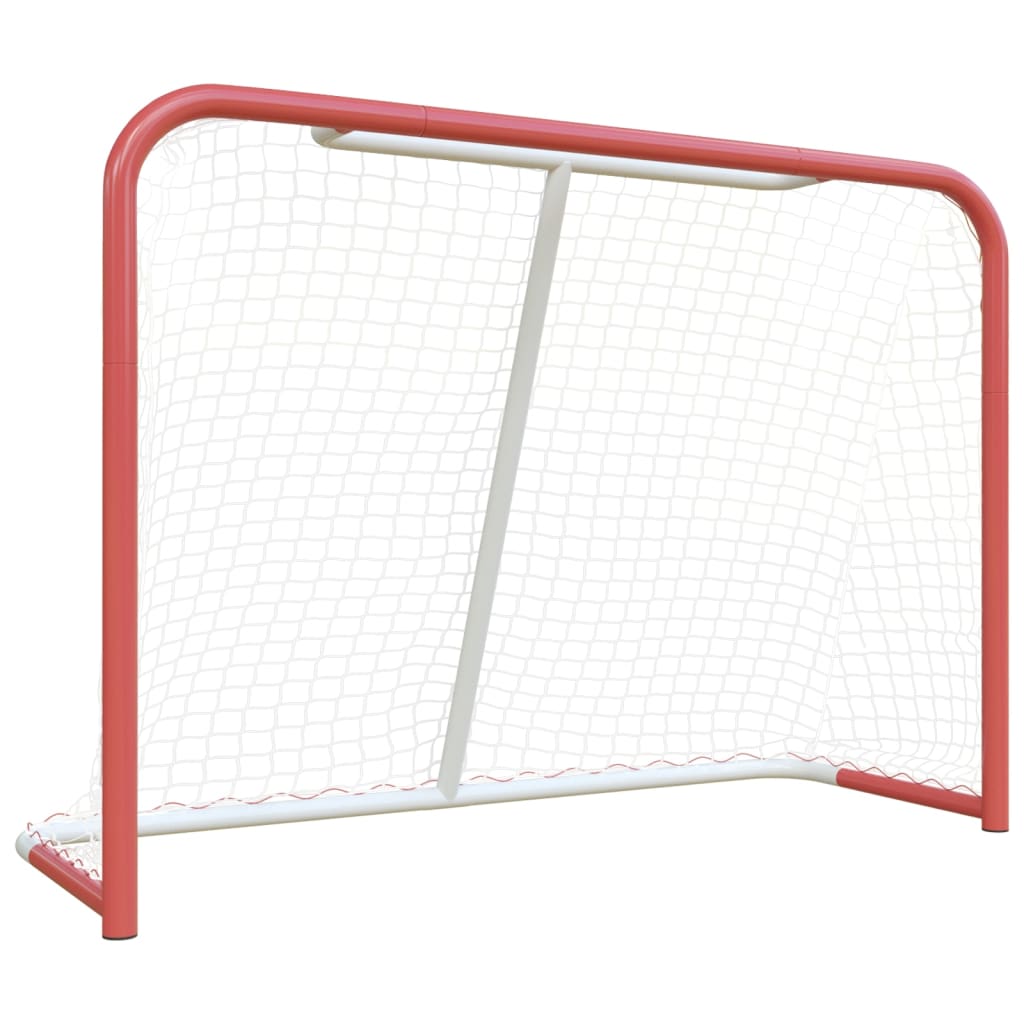 vidaXL Хокейна врата с мрежа червено и бяло 153x60x118 см стомана