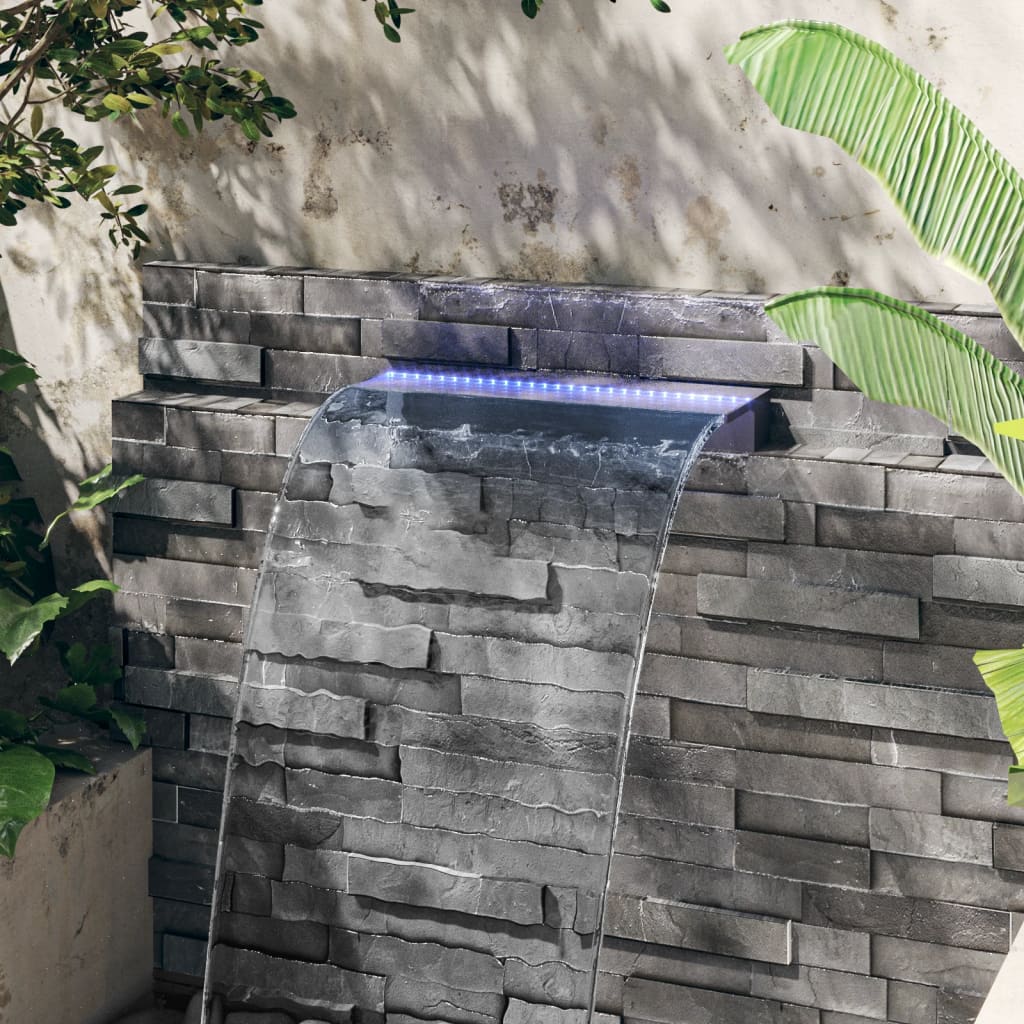 vidaXL Преливник за водопад с RGB LED, акрил, 60 см
